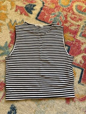 Zara Black and White Striped Sleeveless Tank